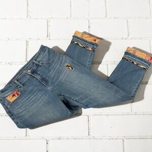 Chico’s Girlfriend Slim Leg Ankle Jeans Size 0 US 4 Boho Patchwork Y2K